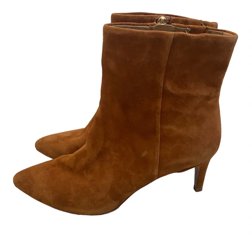 NEW Sam Edelman Ulissa suede pointy kitten heel boots booties cognac brown 7 37 - Picture 4 of 15